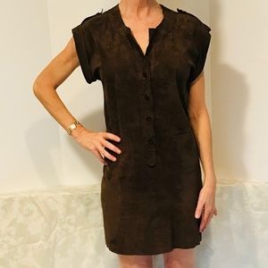 Suede shift short sleeve dress